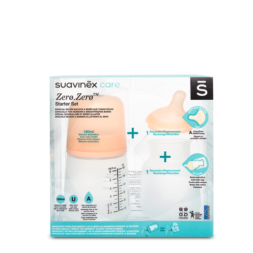  Suavinex Zero Zero Deluxe Newborn Starter Set Small Anti Colic  Baby Bottle + Pacifier, No 1 Spanish Baby Bottle Brand, Minimizes Bottle  Rejection & Nipple Confusion, Adaptable Flow - Fair : Baby